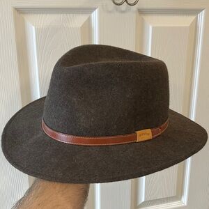 Orvis | Dark Brown Fedora with Leather Band Size XL